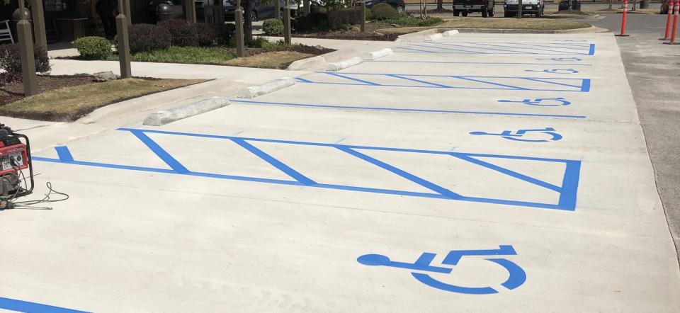 New ADA striping layout for a Cracker Barrel in Alabama.